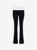 Black pants with white waistband on a white background
